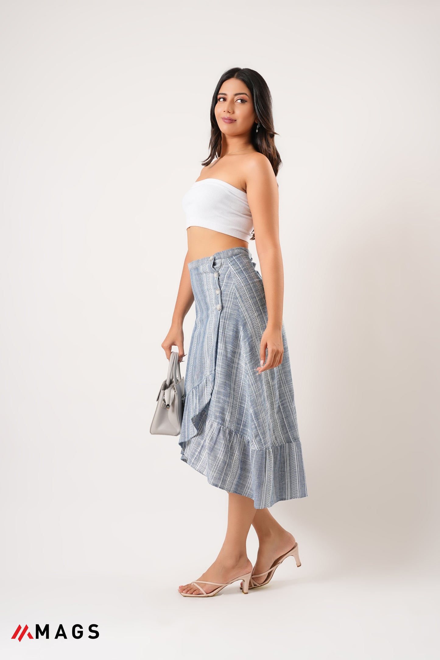 Ruffle Blue Stripe Skirt