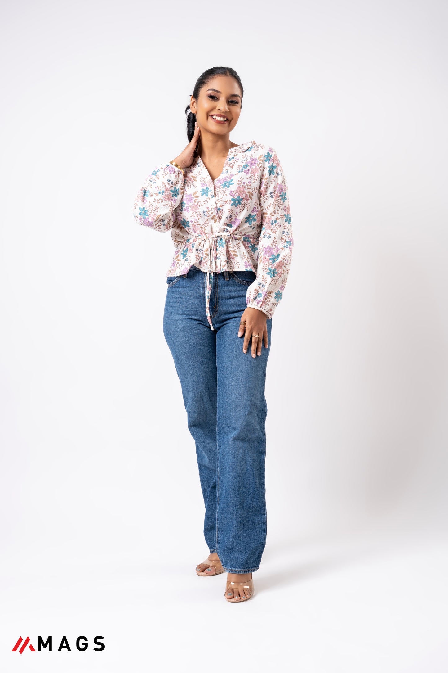 Floral Charm Frill Top