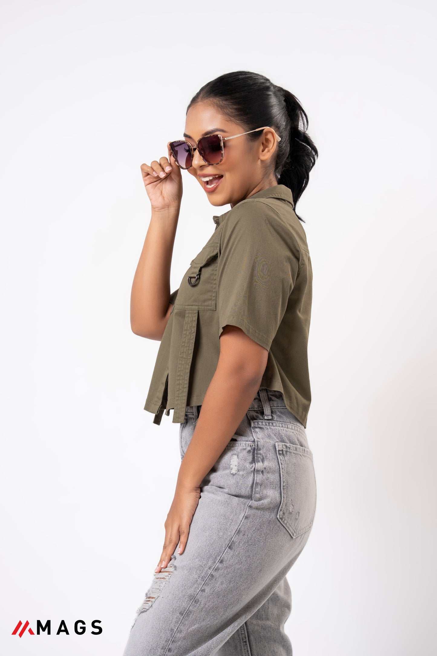Tacora pocket Detail Crop Shirt