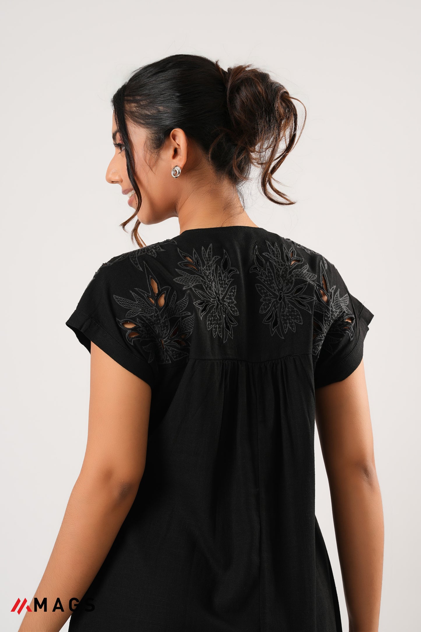 Noir Elegance Embroidered Dress
