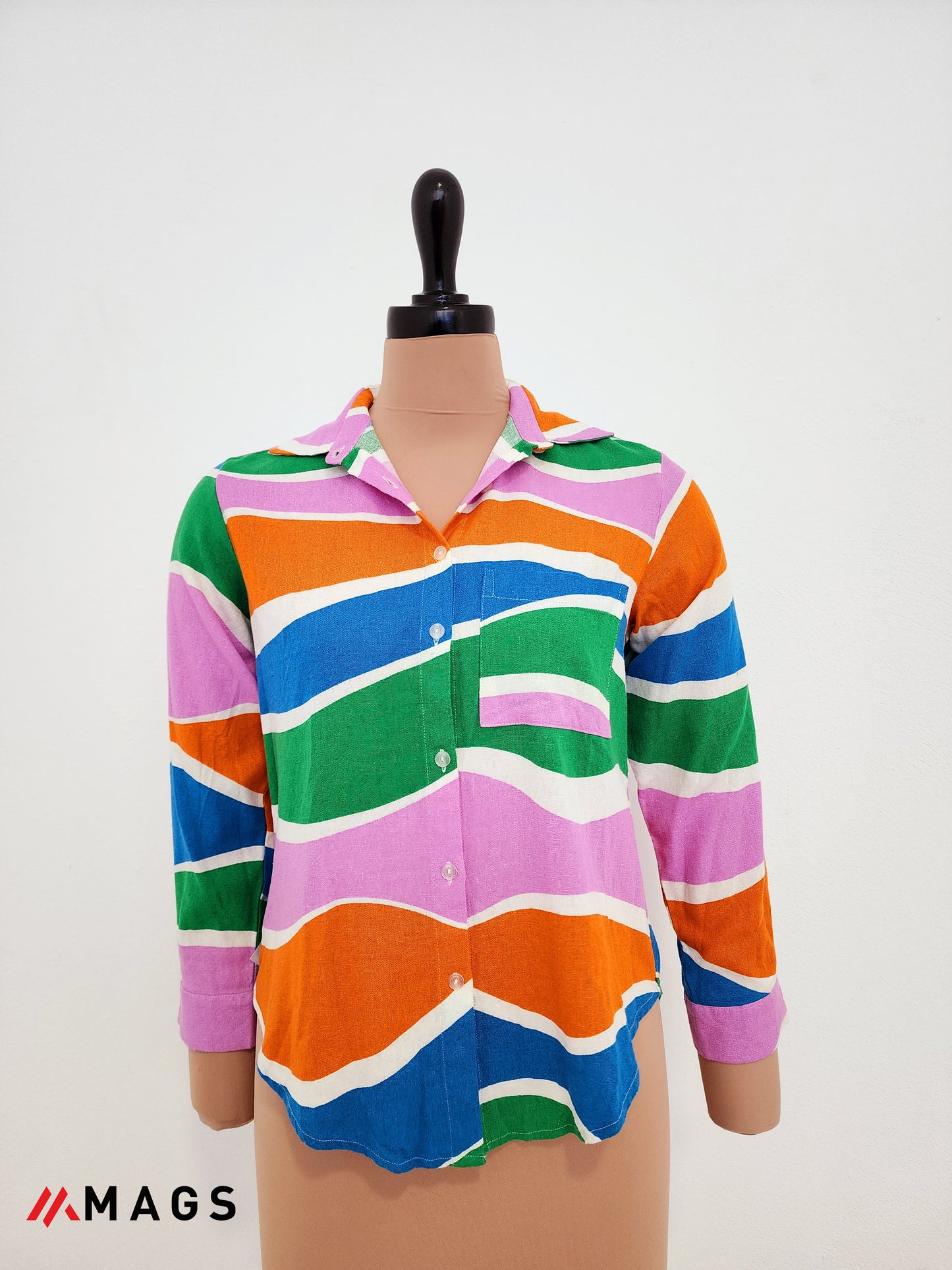 Painted Petals Linen Blouse