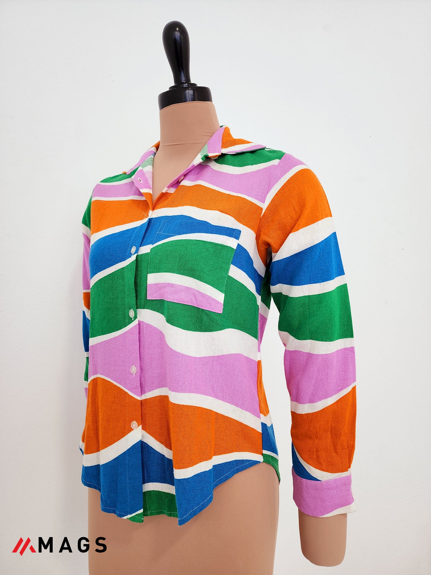Painted Petals Linen Blouse