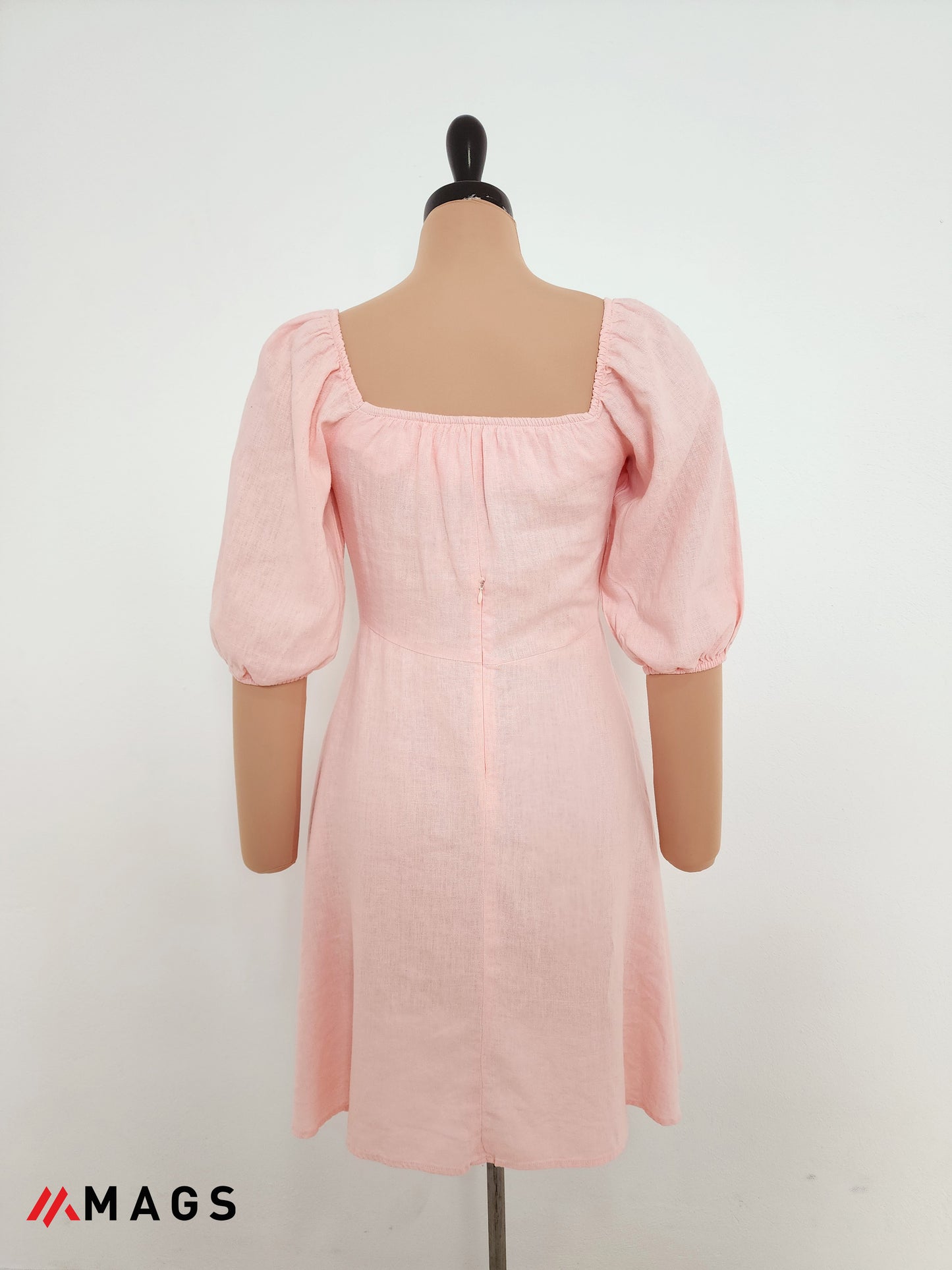 Pinkish Lace-up Mini Dress