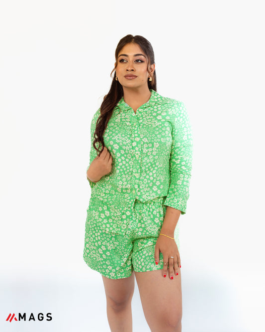 Green Glimmer Printed Short