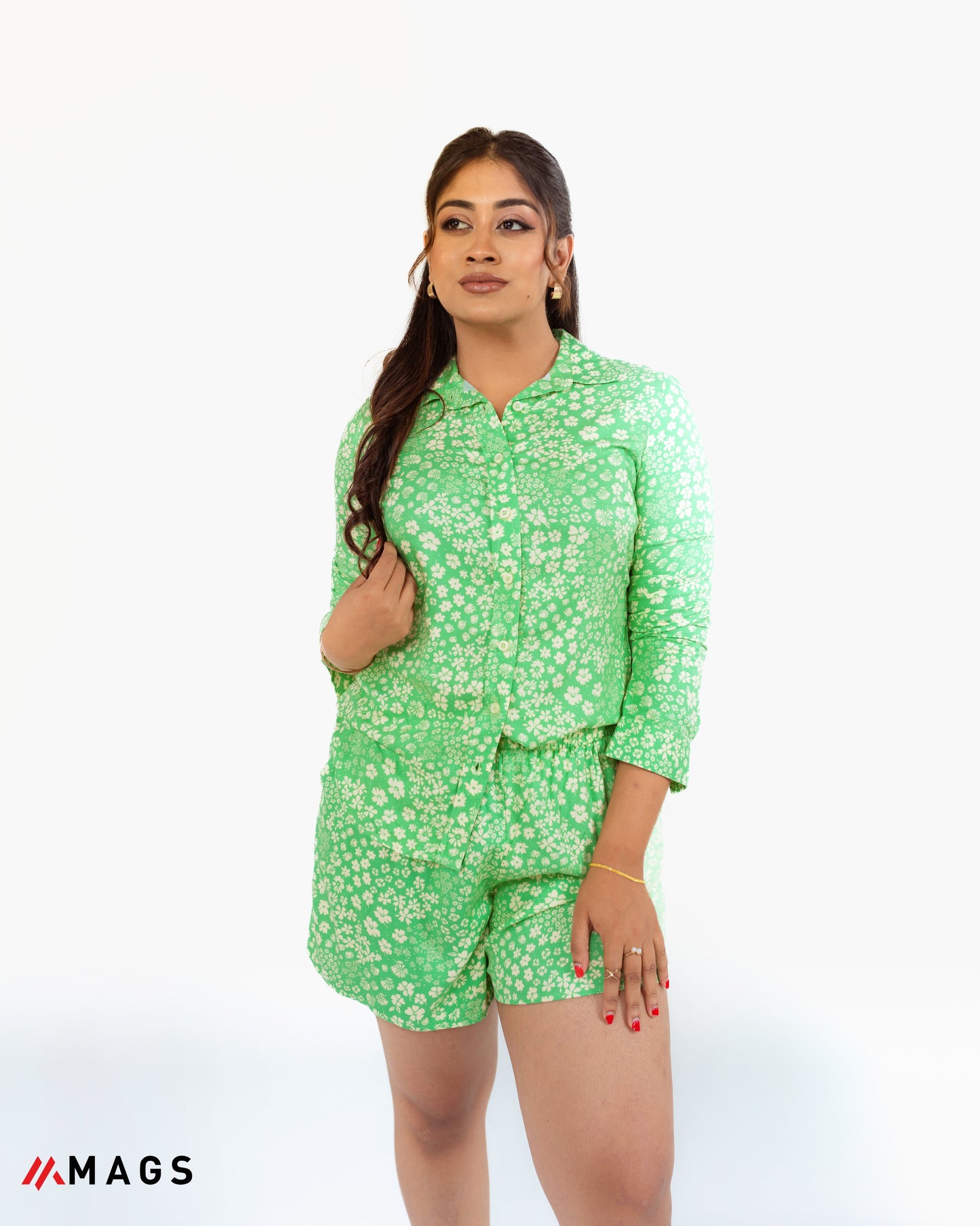 Green Glimmer Printed Top