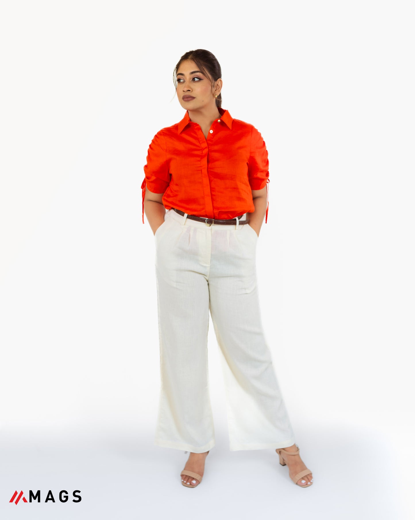 Citrus Muse Gather Sleeve Detail Shirt