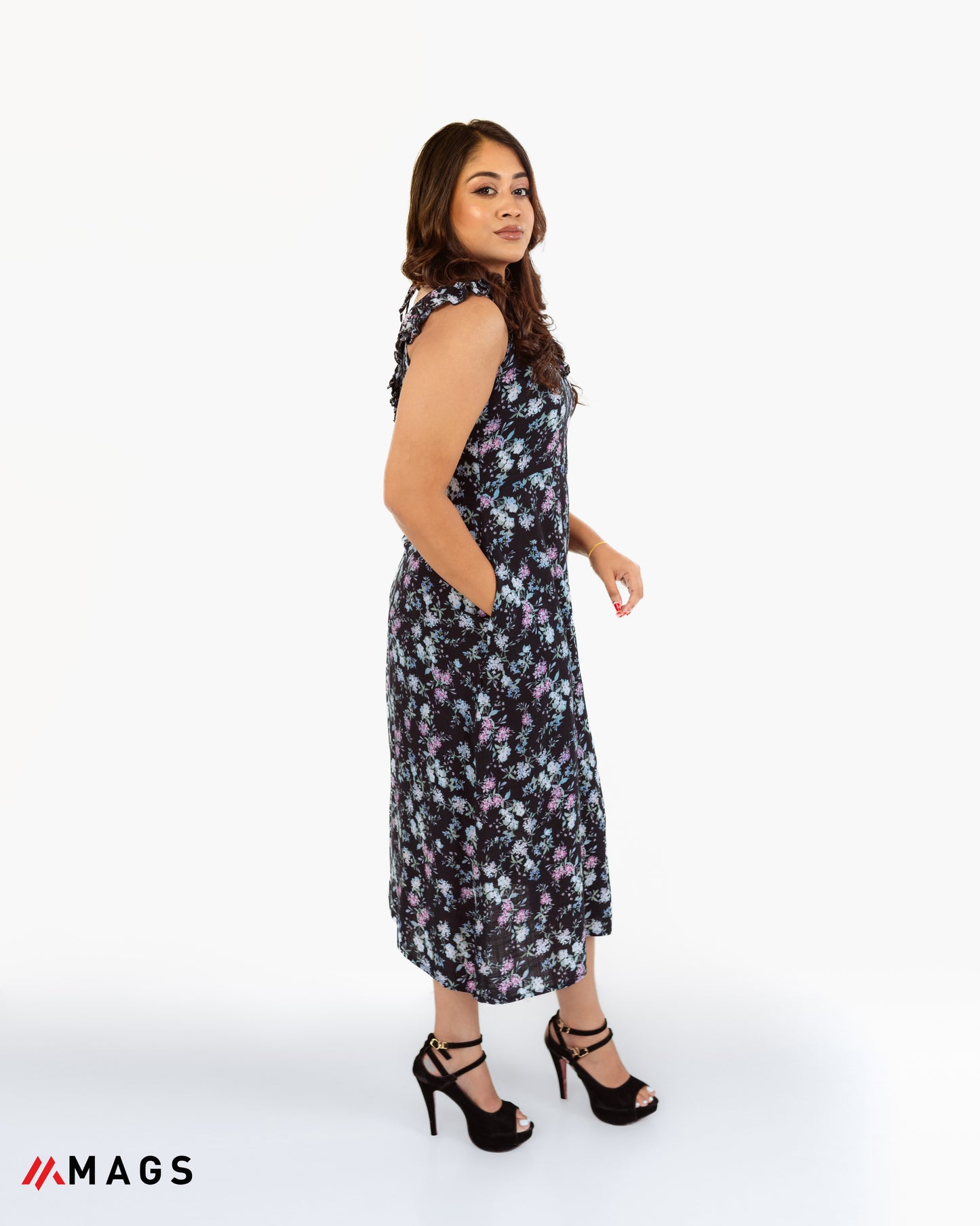 Blossom Ruffle Charm Printed Dress