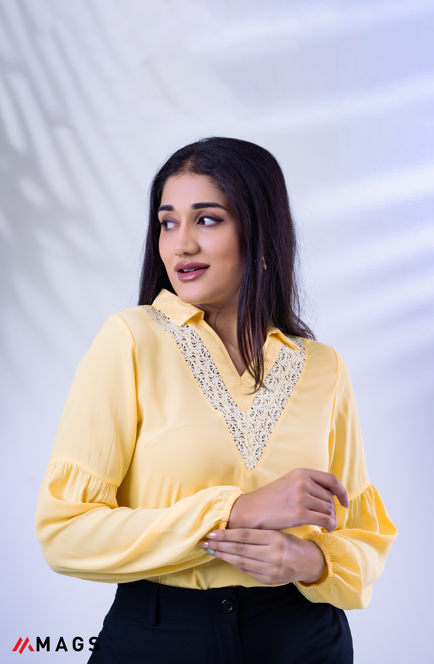 Yellow Embroidered Long Sleeve Top