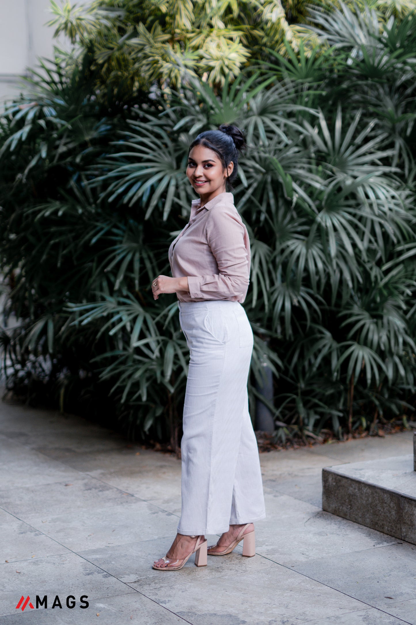 Pinkish Embroidered Linen Shirt