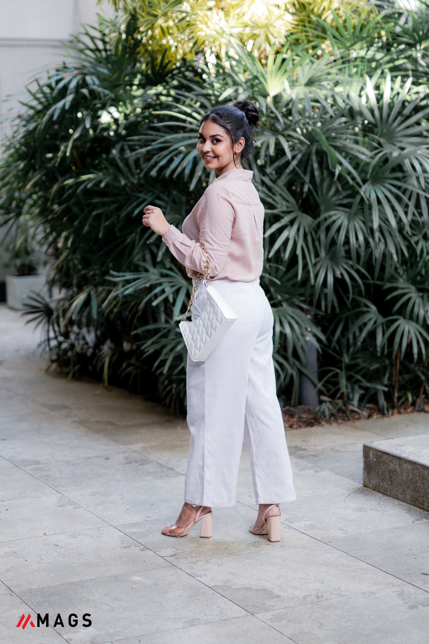 Pinkish Embroidered Linen Shirt