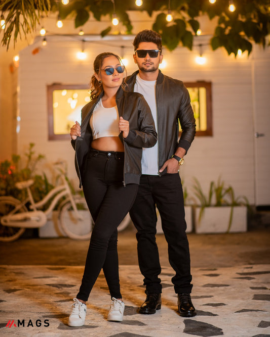 Midnight Rebel Leather  Zipper Jacket