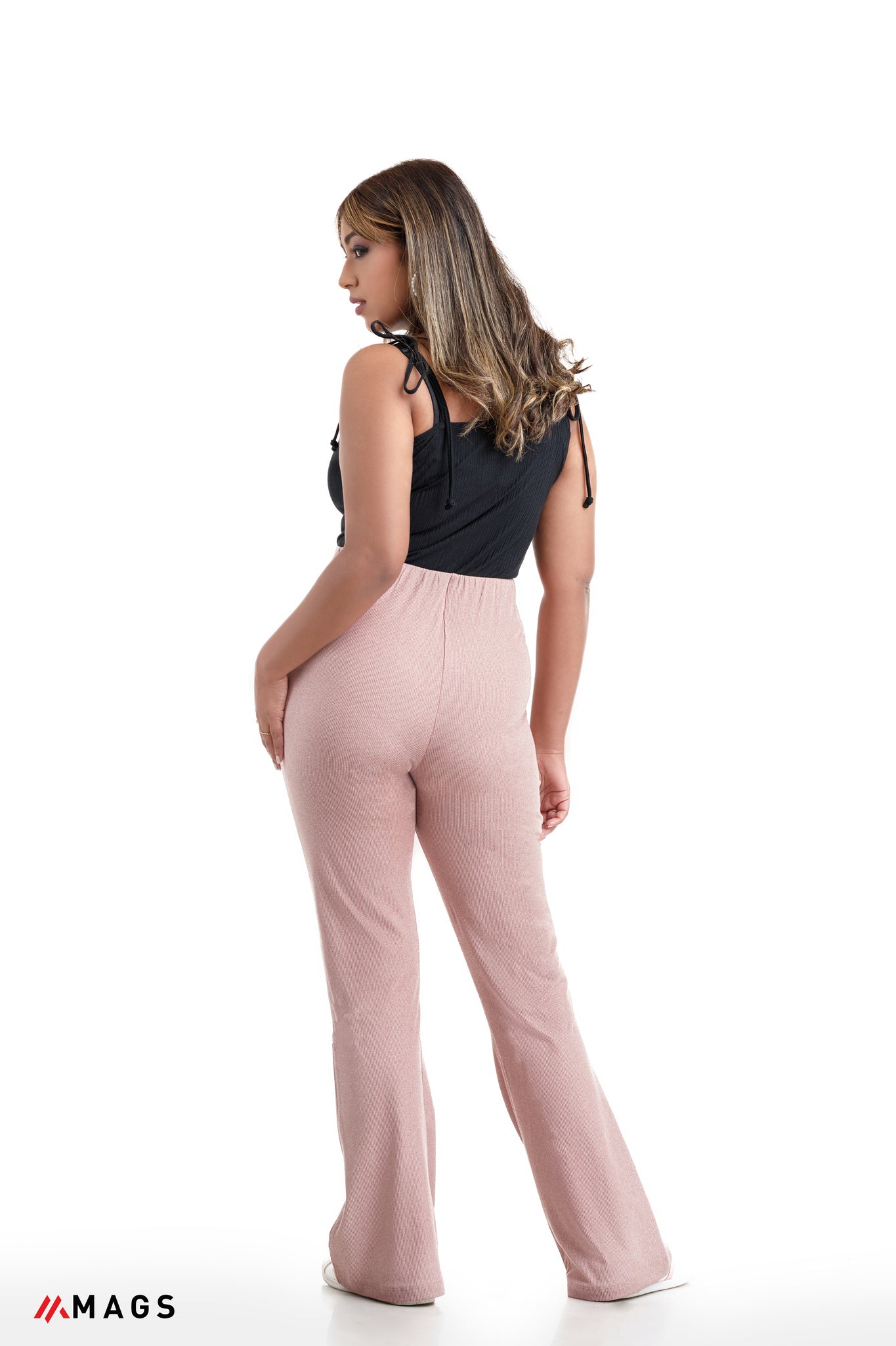 Cavern Pink High-Waisted Flare Pant