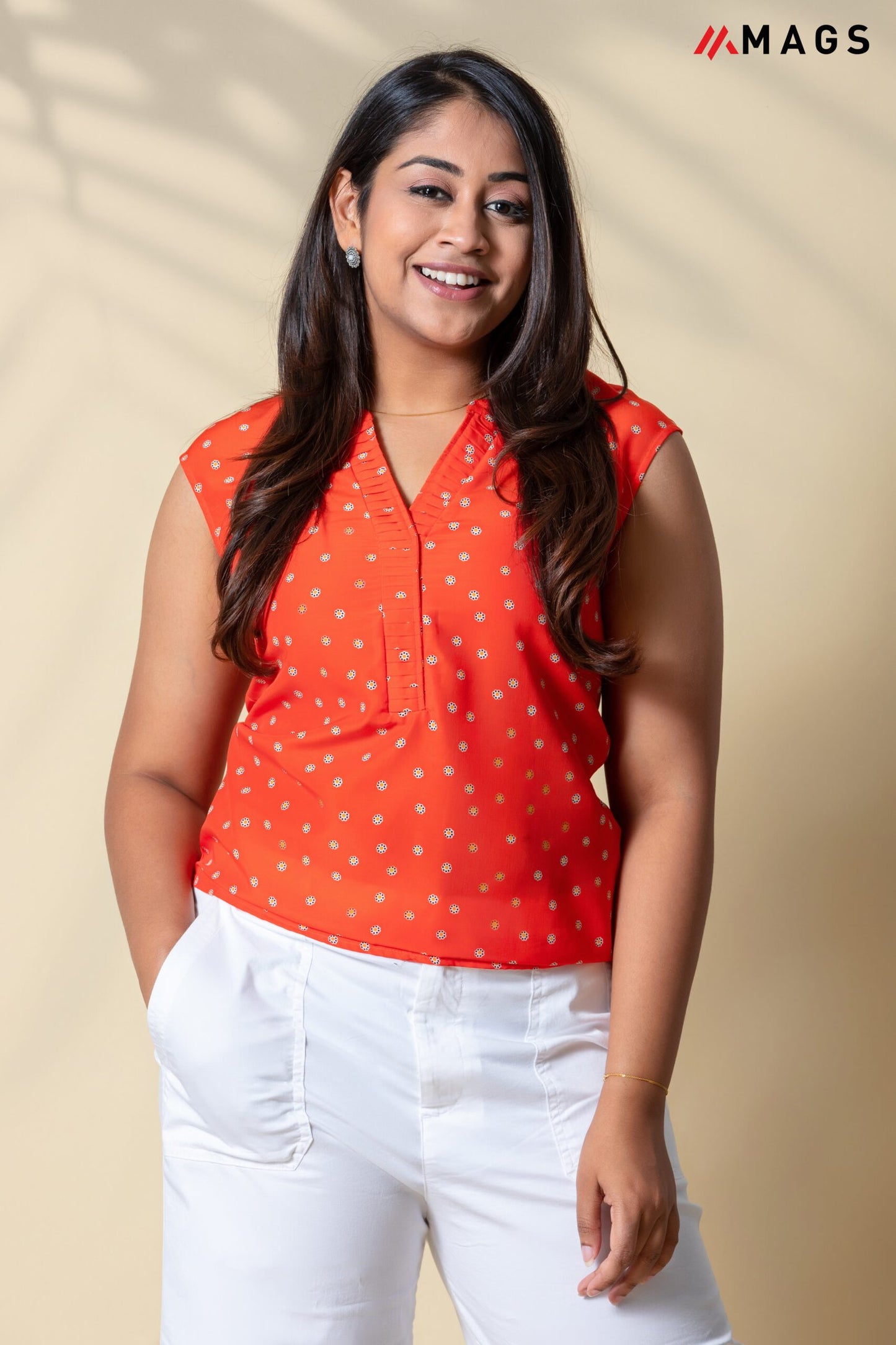 Floral Printed Y Neck Top