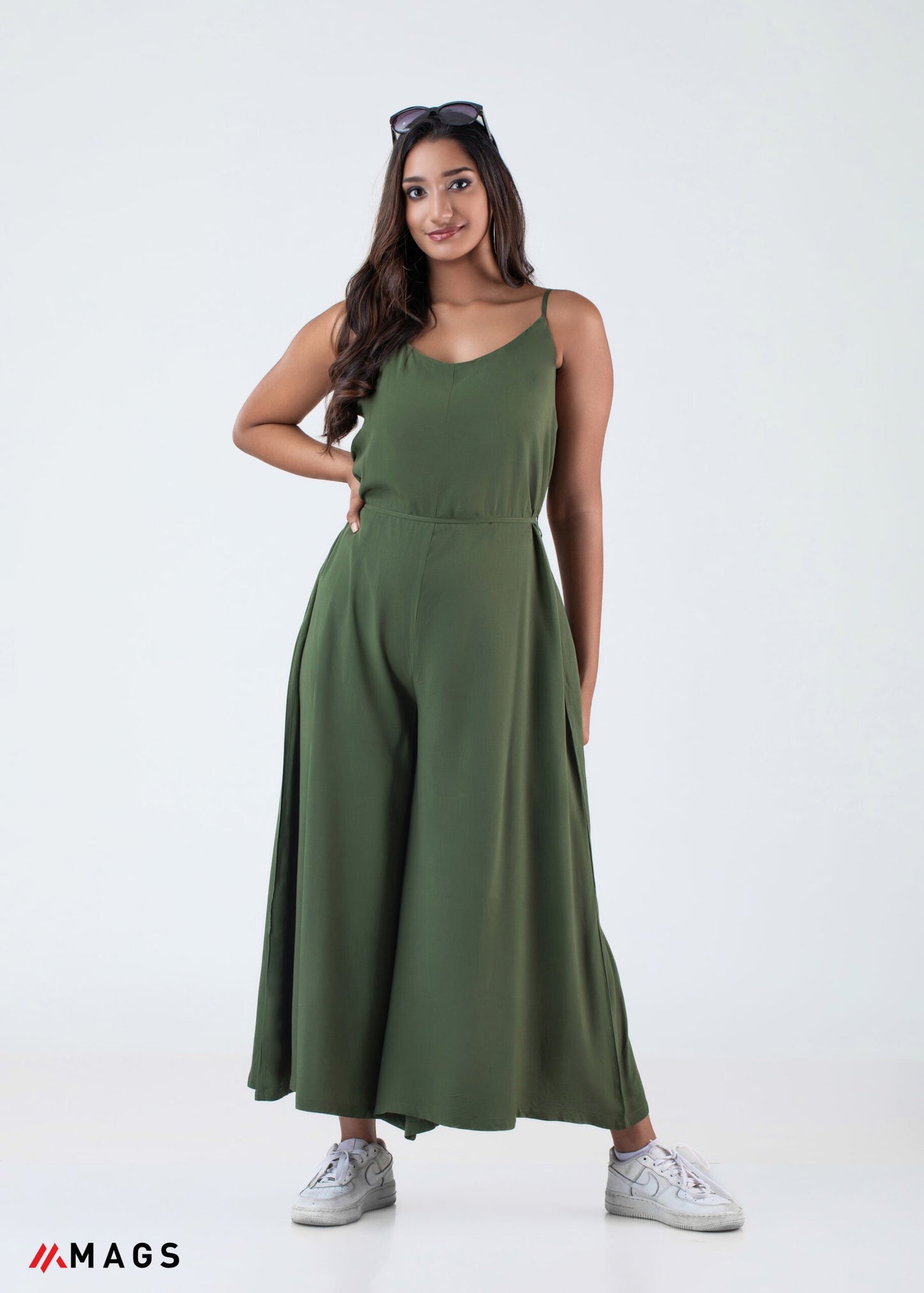 Forest Green Strapy Wide Leg Jumpsuit