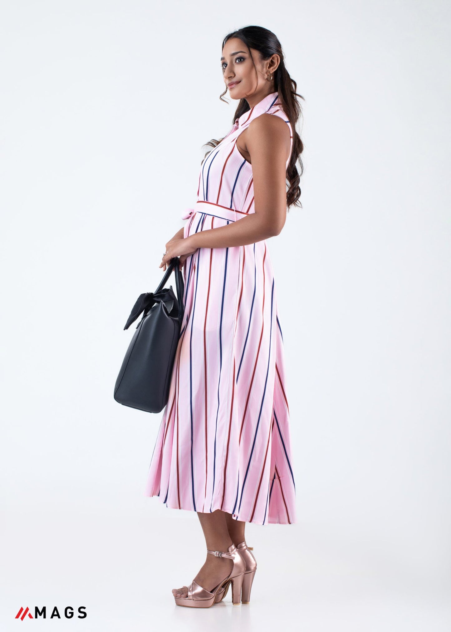 Blushing Beauty Pink Stripe Midi Dress