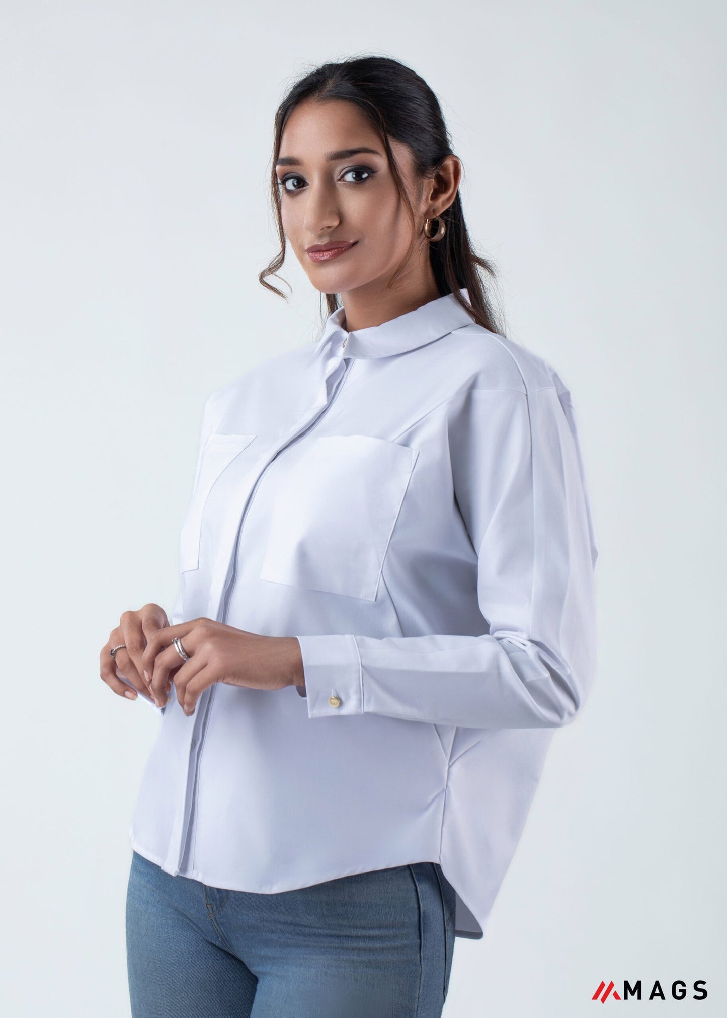Pure Elegance Classic Collared Shirt Blouse