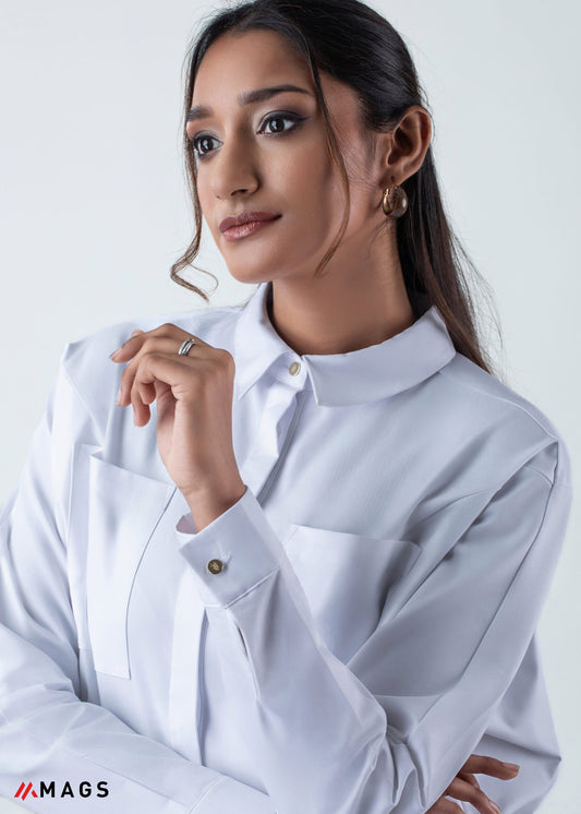 Pure Elegance Classic Collared Shirt Blouse