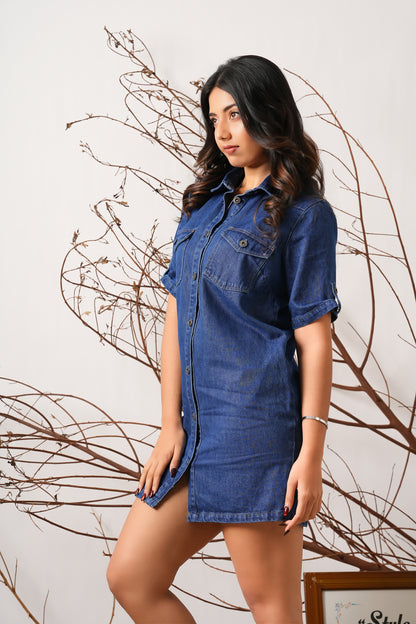 Button Down Detail Short Dress