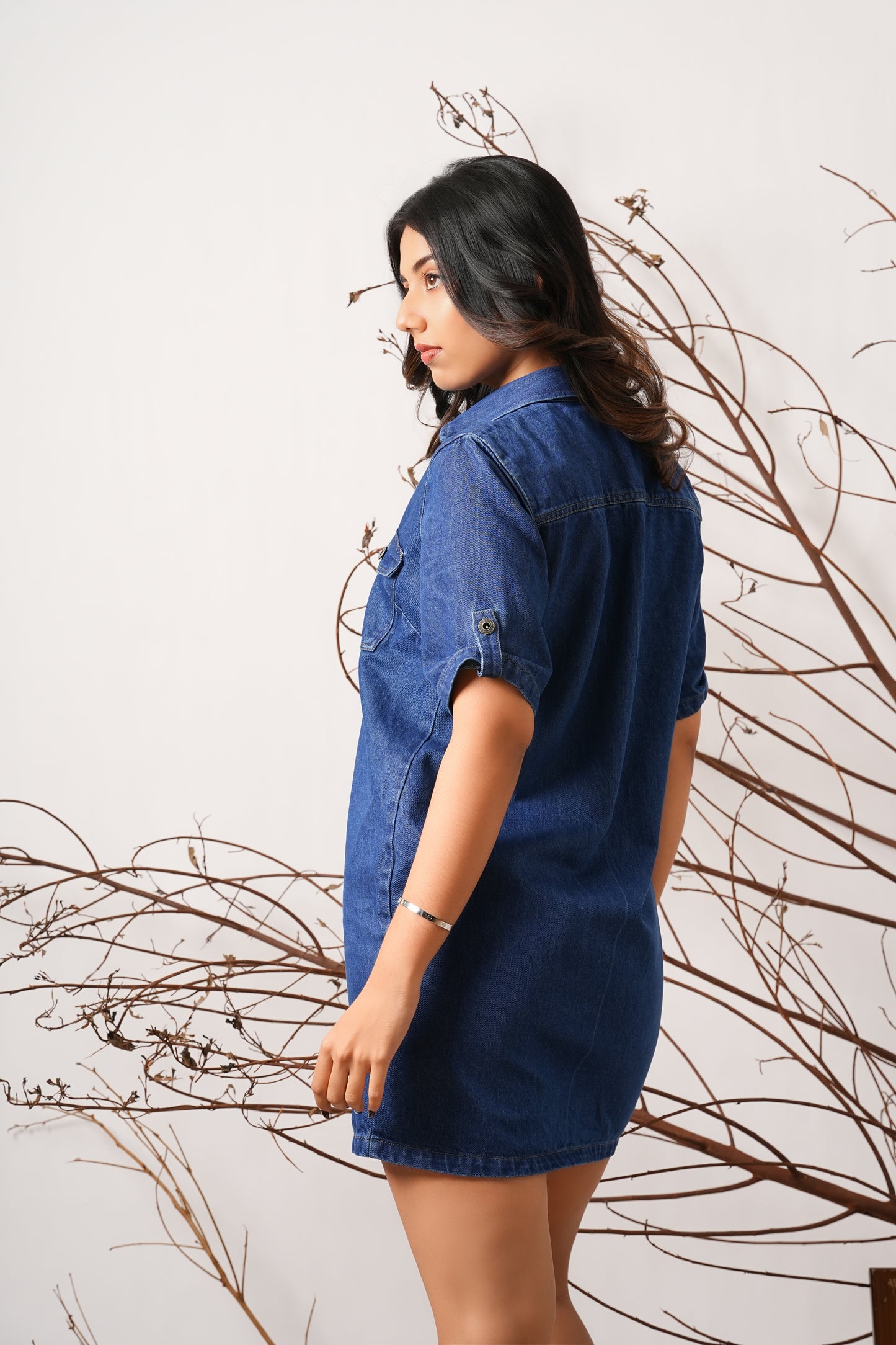 Button Down Detail Short Dress