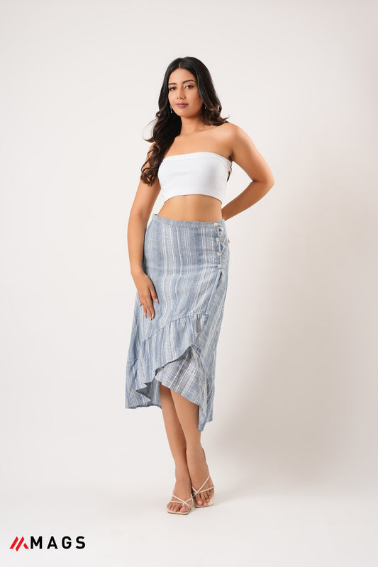 Ruffle Blue Stripe Skirt