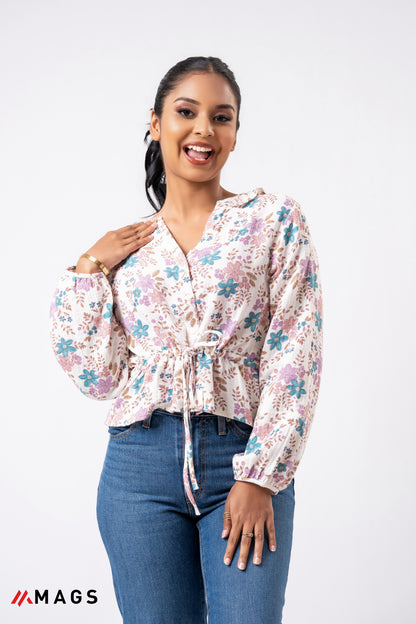 Floral Charm Frill Top