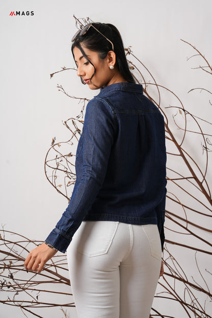 Front Patch Pocket Detail Denim Shirt