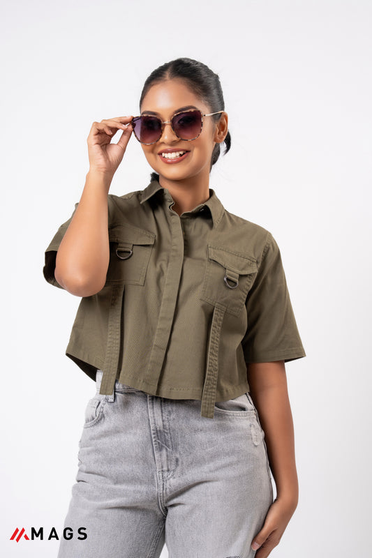 Tacora pocket Detail Crop Shirt