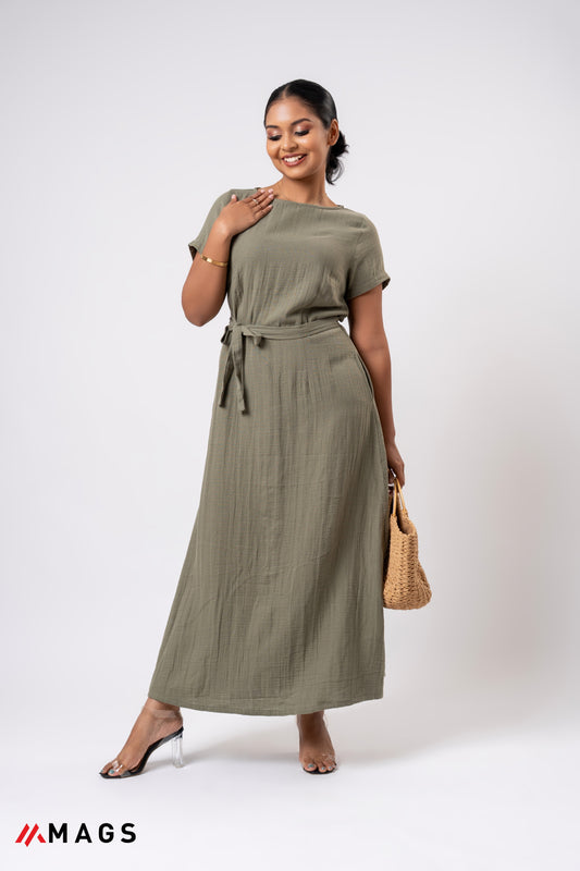 Olive Drift A-Line Dress