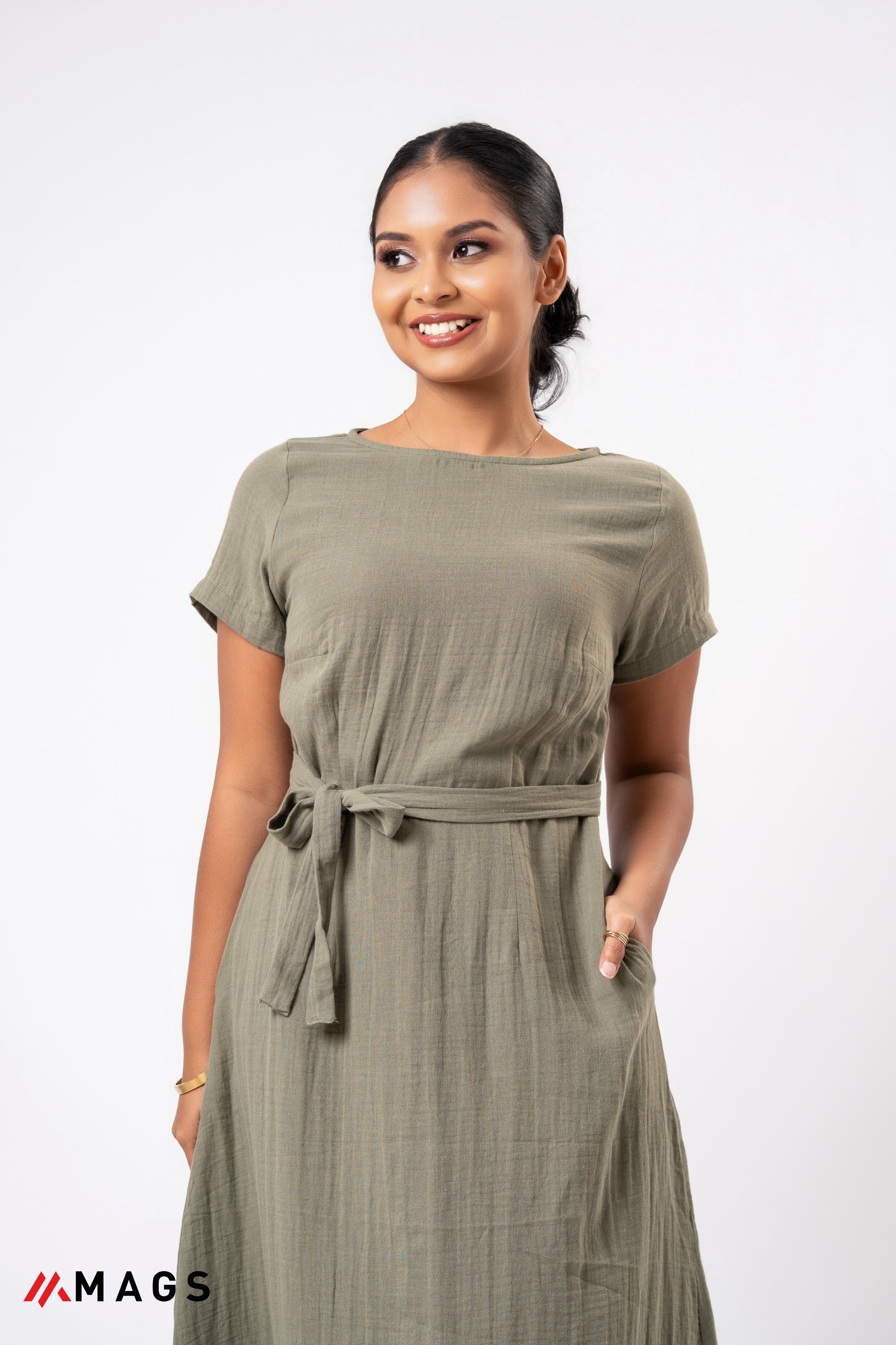Olive Drift A-Line Dress