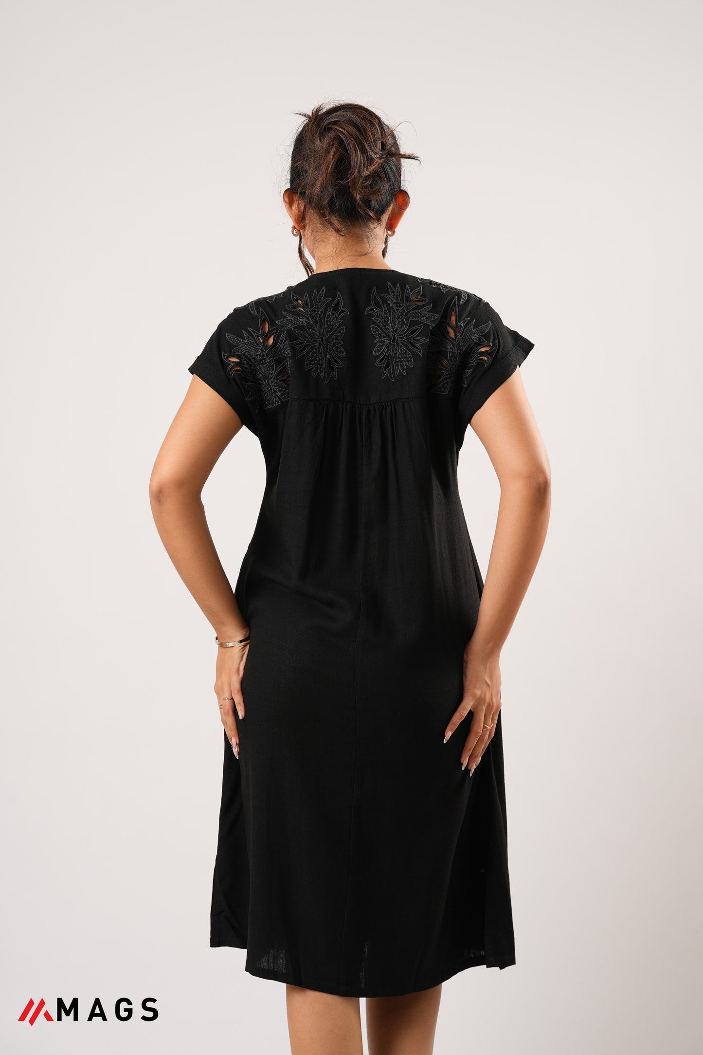 Noir Elegance Embroidered Dress