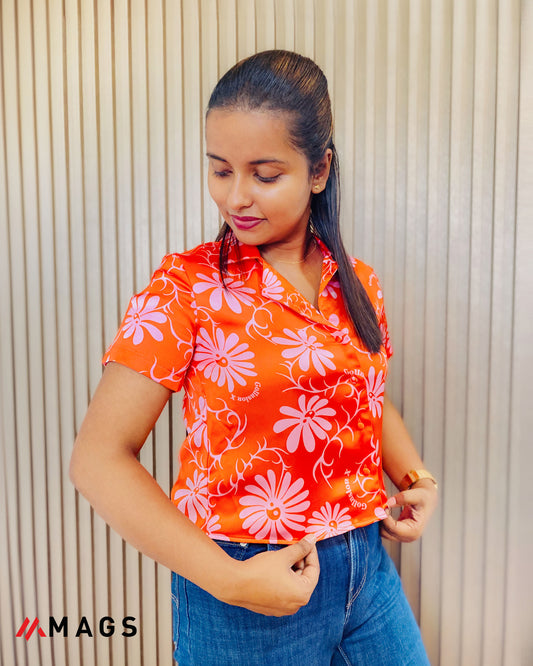 Red Romance Floral crop Top
