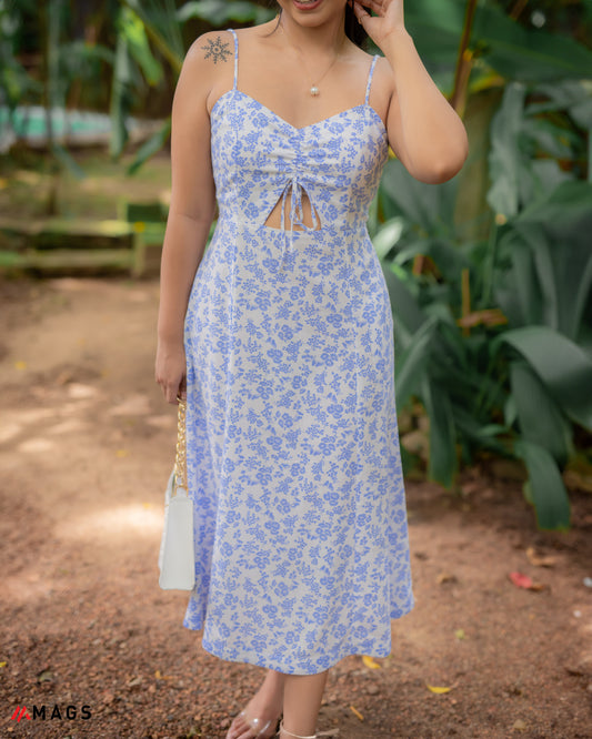 Smoked Blossom Linen Dress