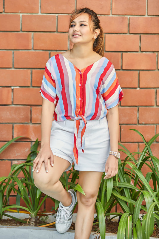 Ladies Multicolor Striped Top