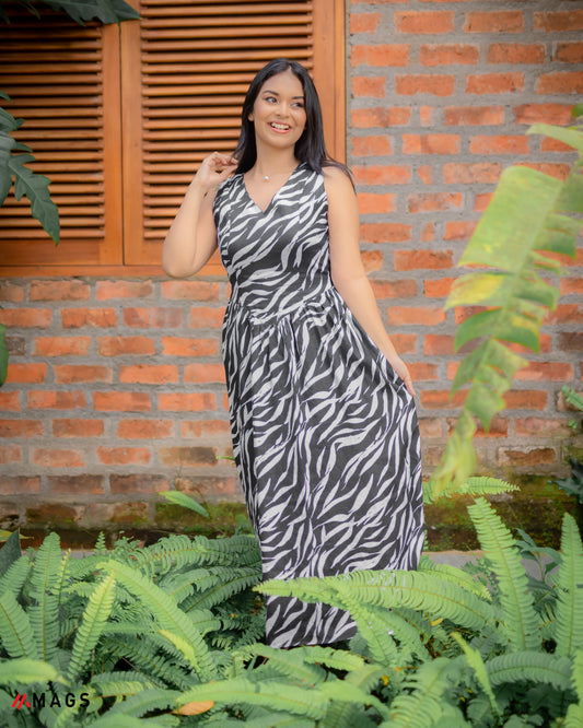 Duo Delight Black & White Printed Dress