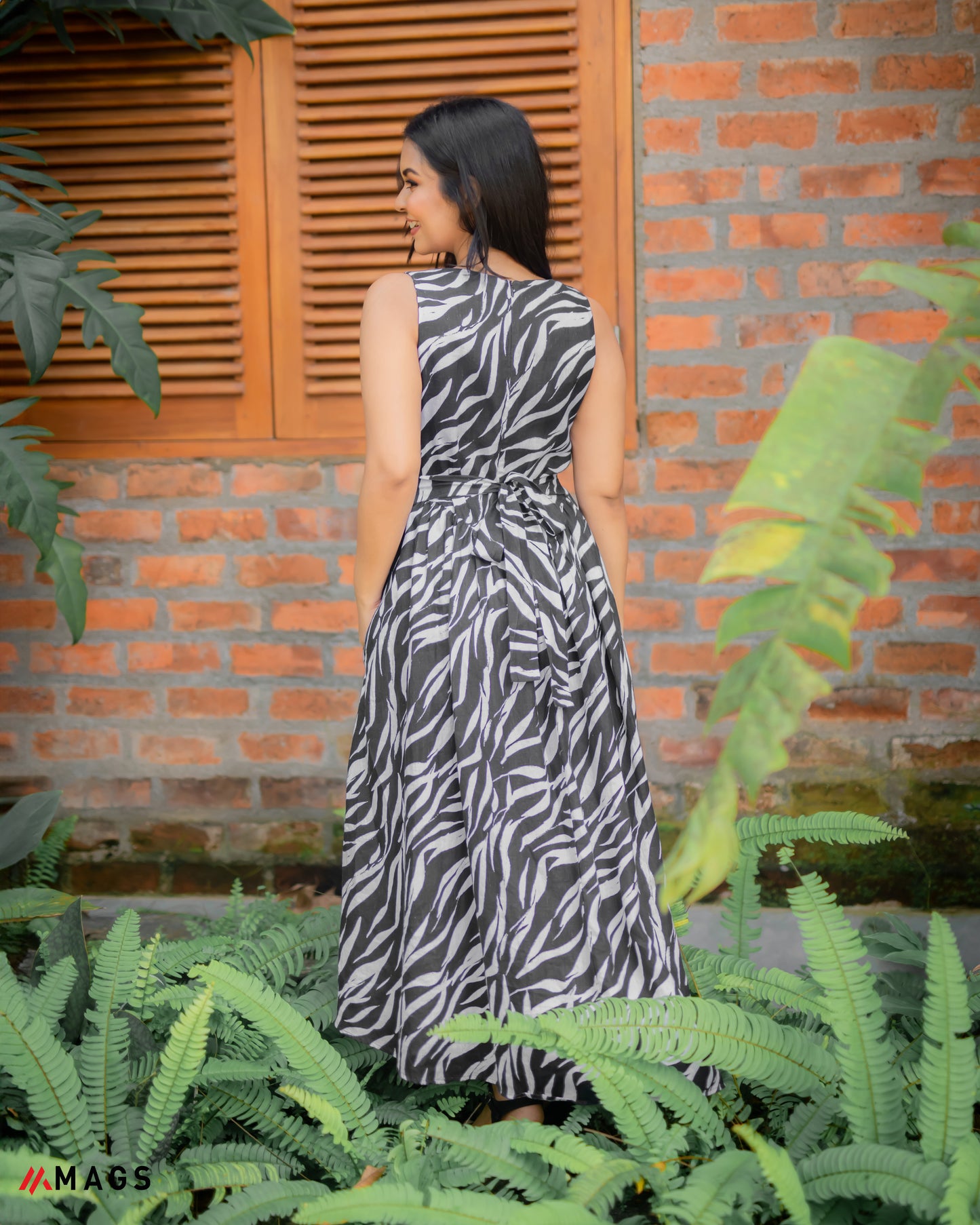 Duo Delight Black & White Printed Dress