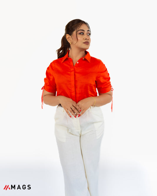 Citrus Muse Gather Sleeve Detail Shirt