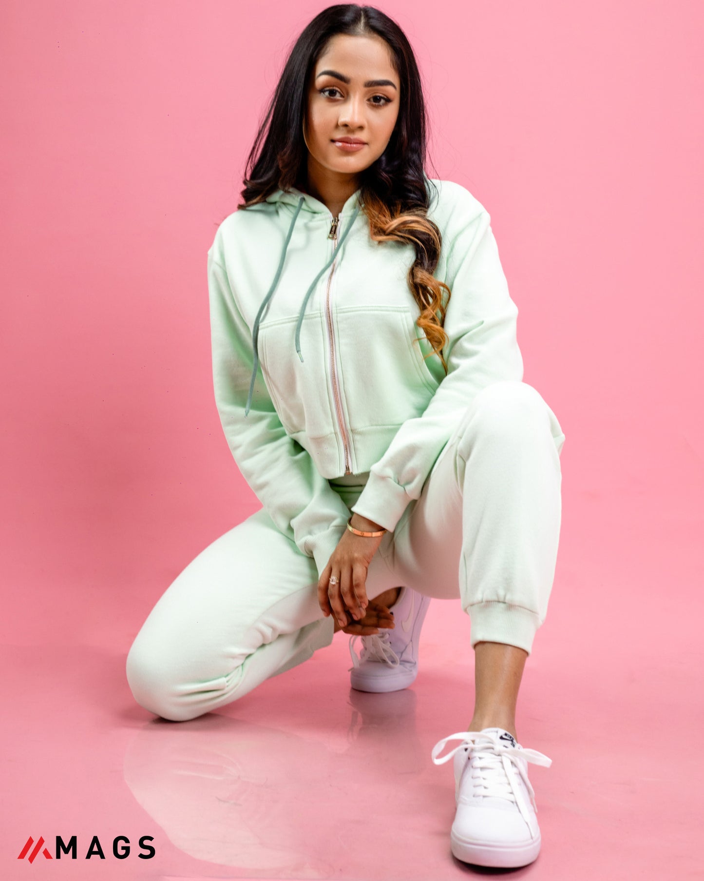 Mint Green Zip-Up Hoodie