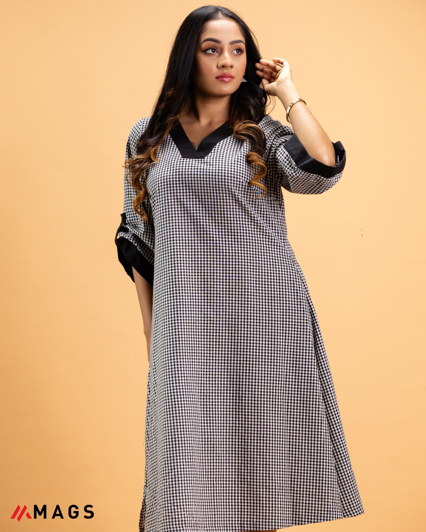 Women's Black & White Check Dress