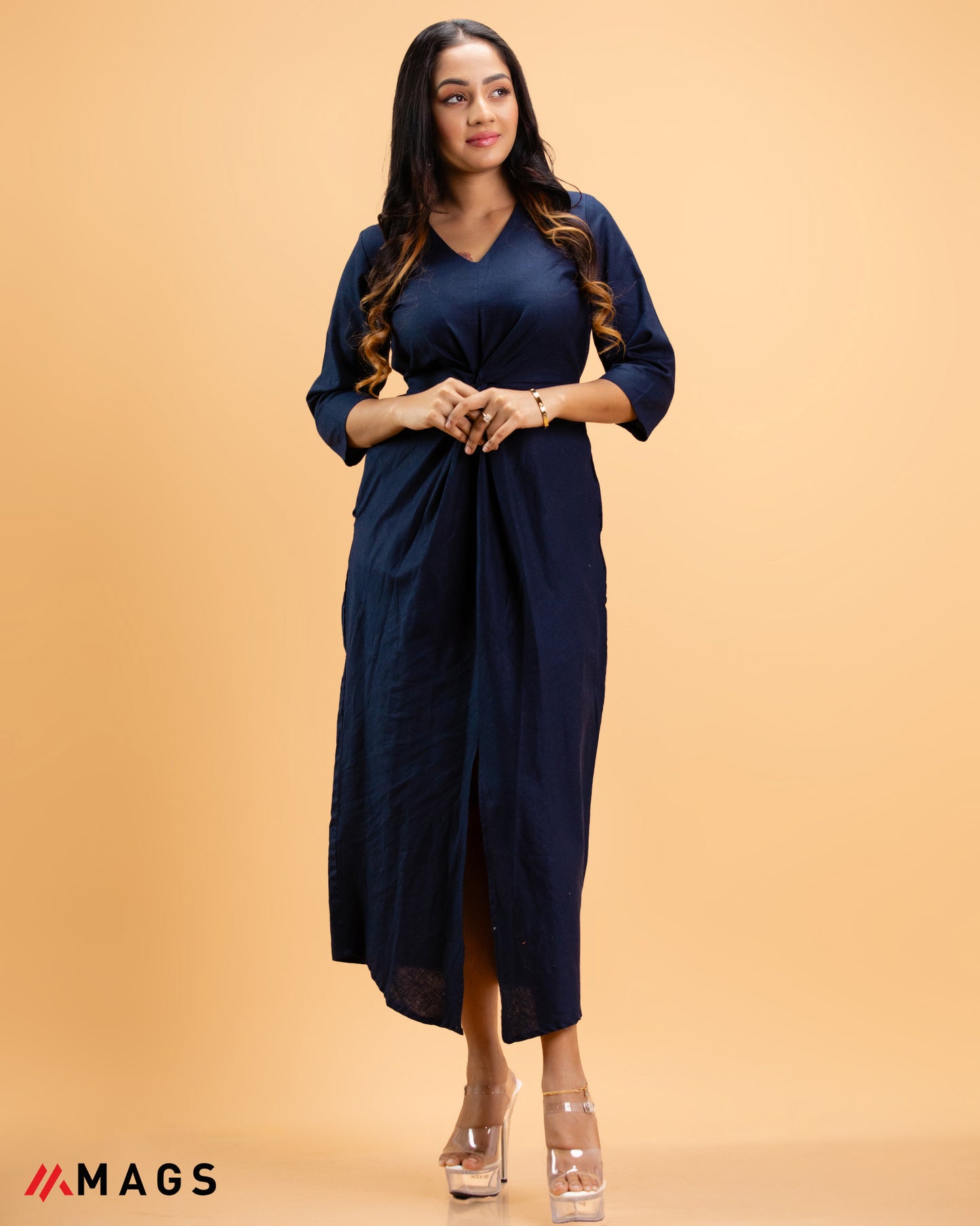 Midnight Front Slit Maxi Dress