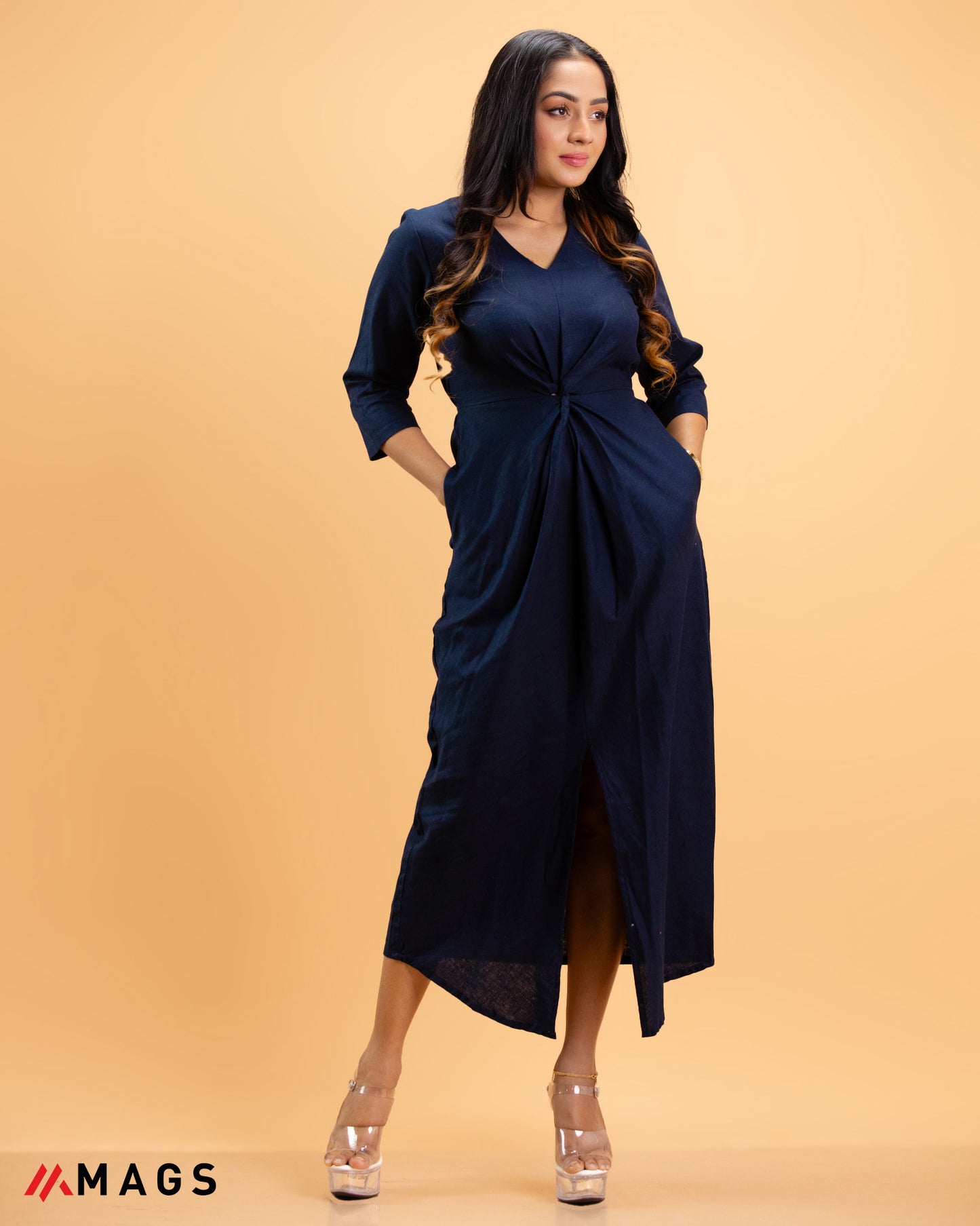 Midnight Front Slit Maxi Dress