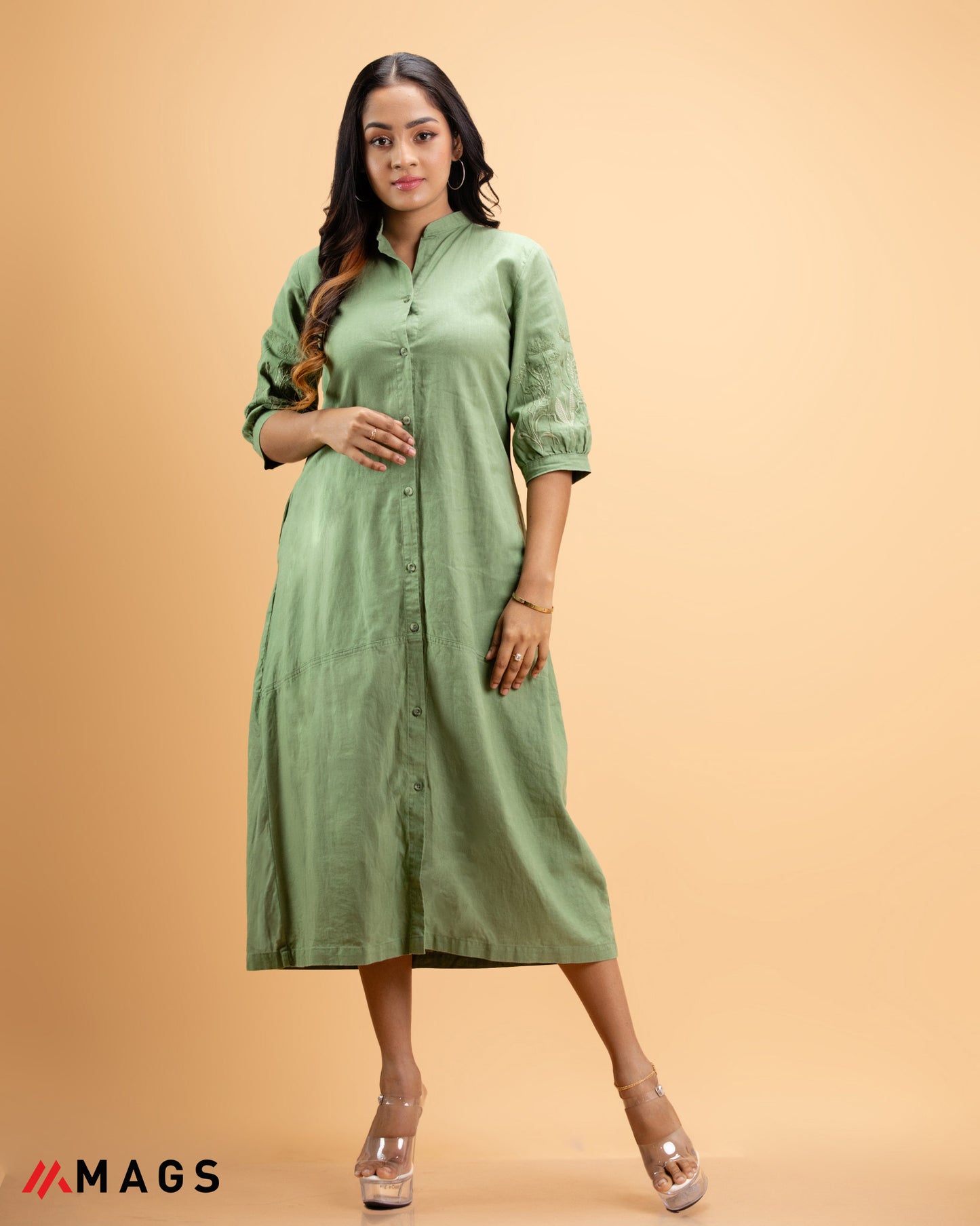 Tunic Mint Hand Detail Linen Dress