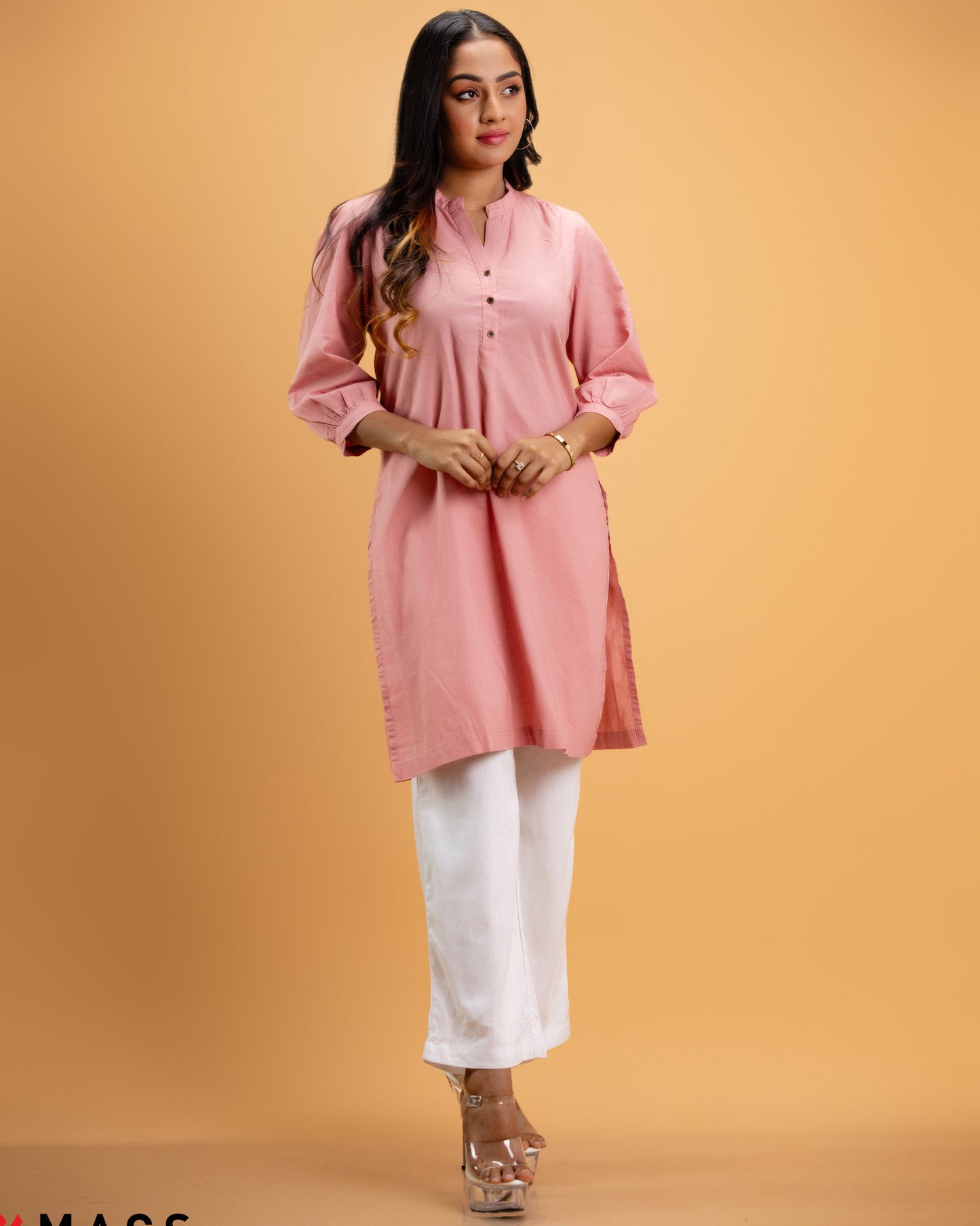 Rose Taupe Airy Linen Long Kurta