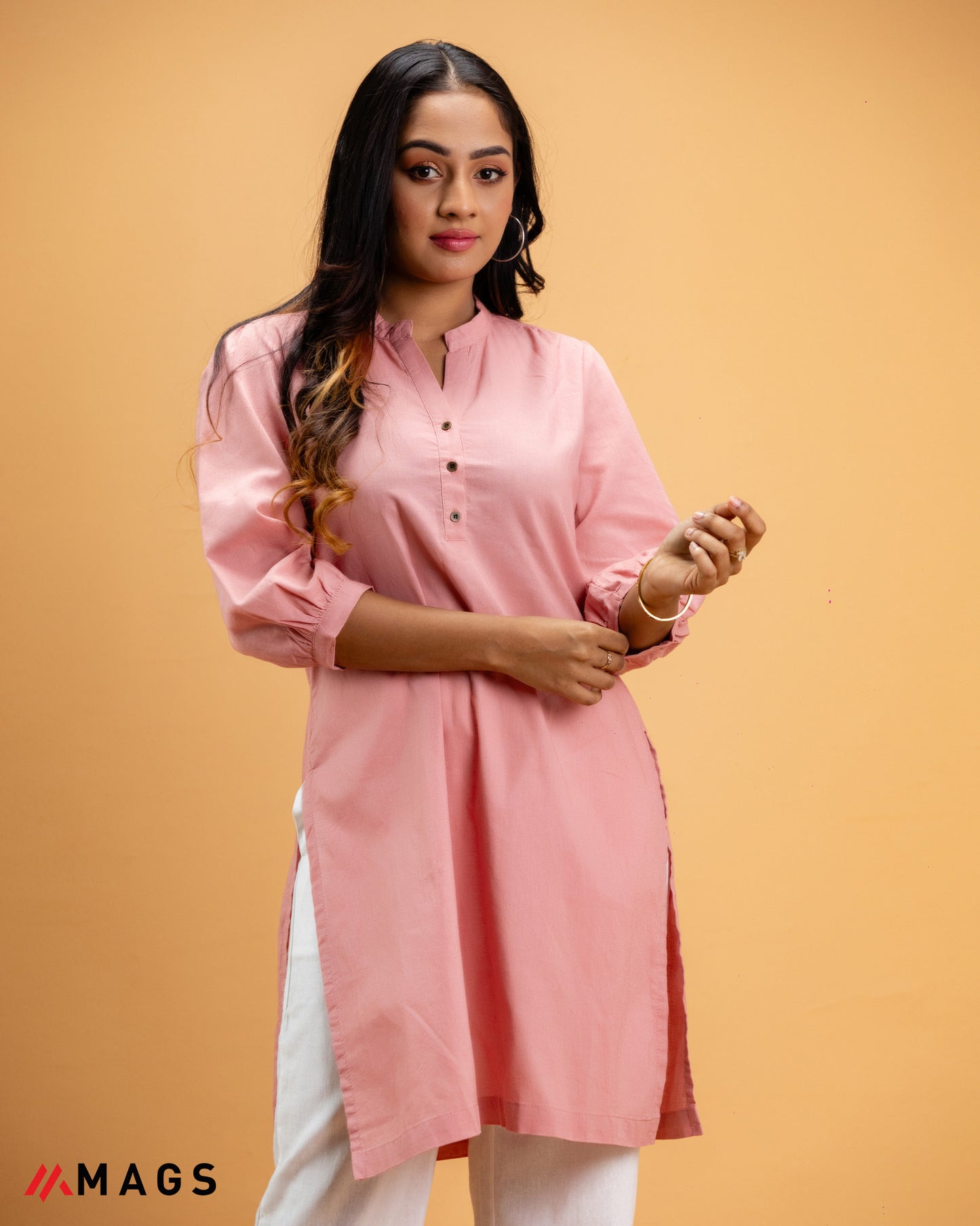 Rose Taupe Airy Linen Long Kurta