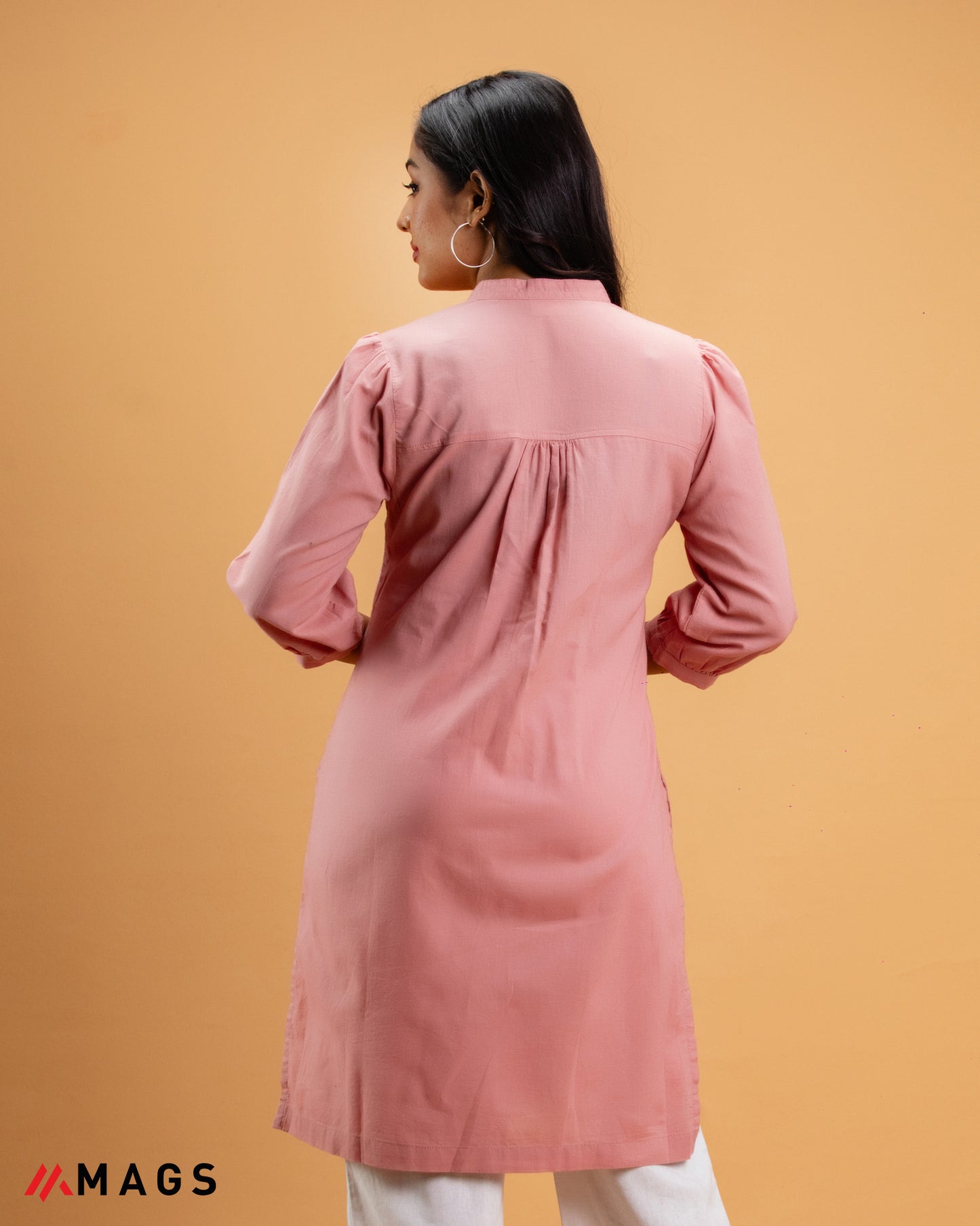 Rose Taupe Airy Linen Long Kurta