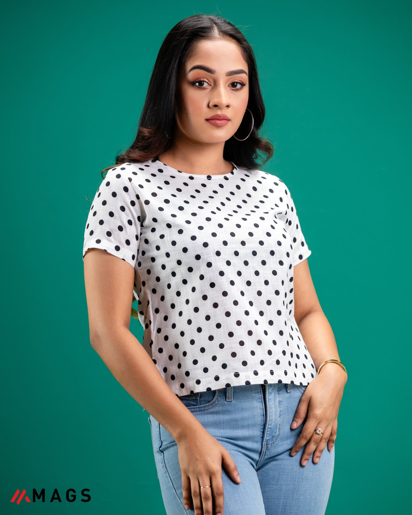 Polka Dotted Short Sleeve Top