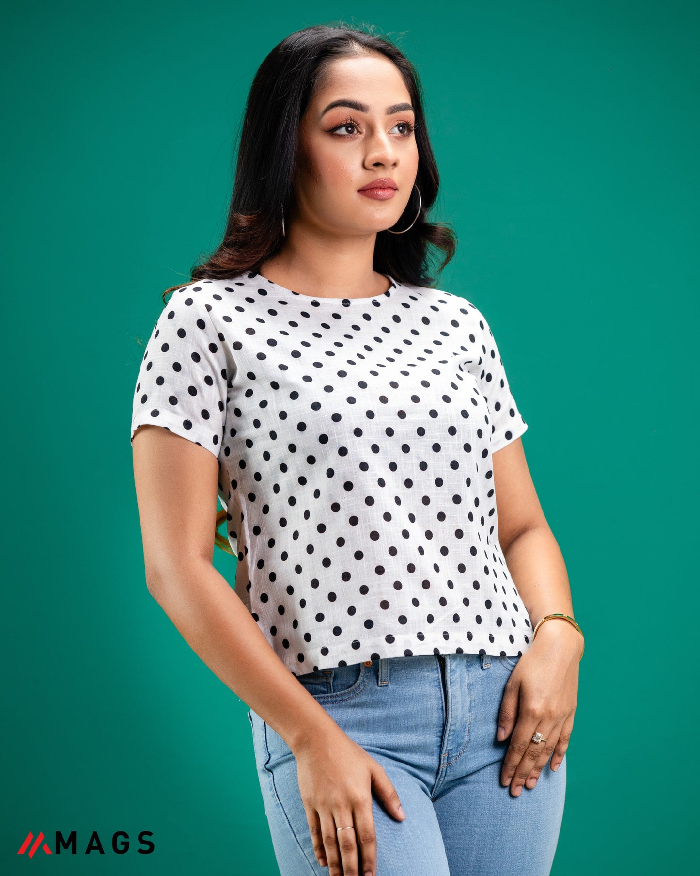 Polka Dotted Short Sleeve Top