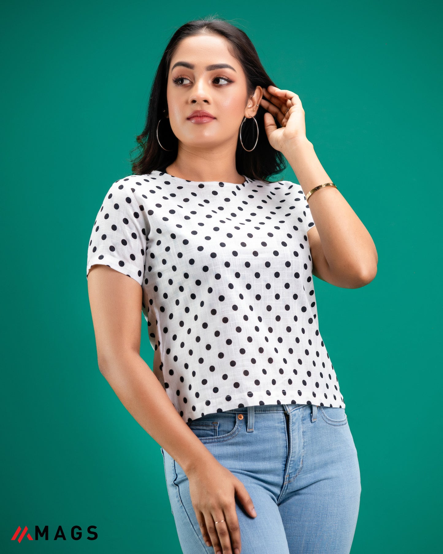 Polka Dotted Short Sleeve Top