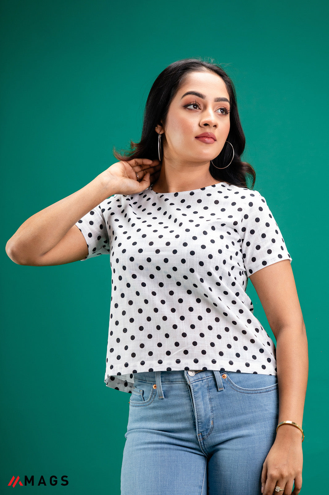 Polka Dotted Short Sleeve Top