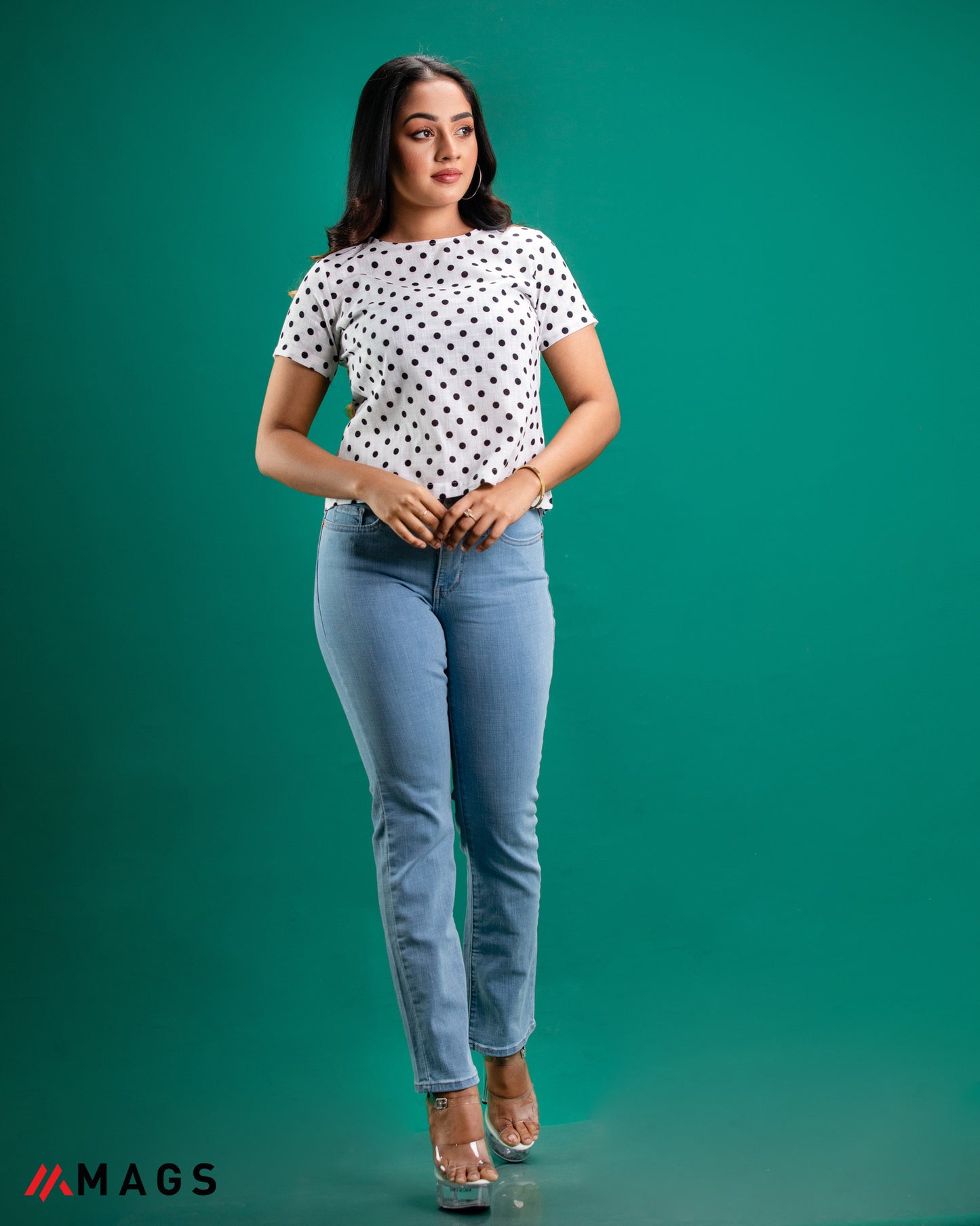 Polka Dotted Short Sleeve Top