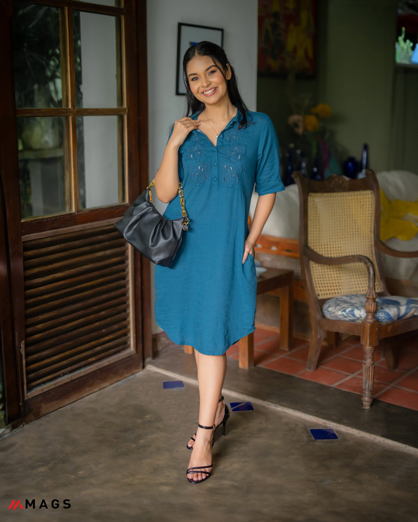 Sunlit Blooms Embroidered Dress